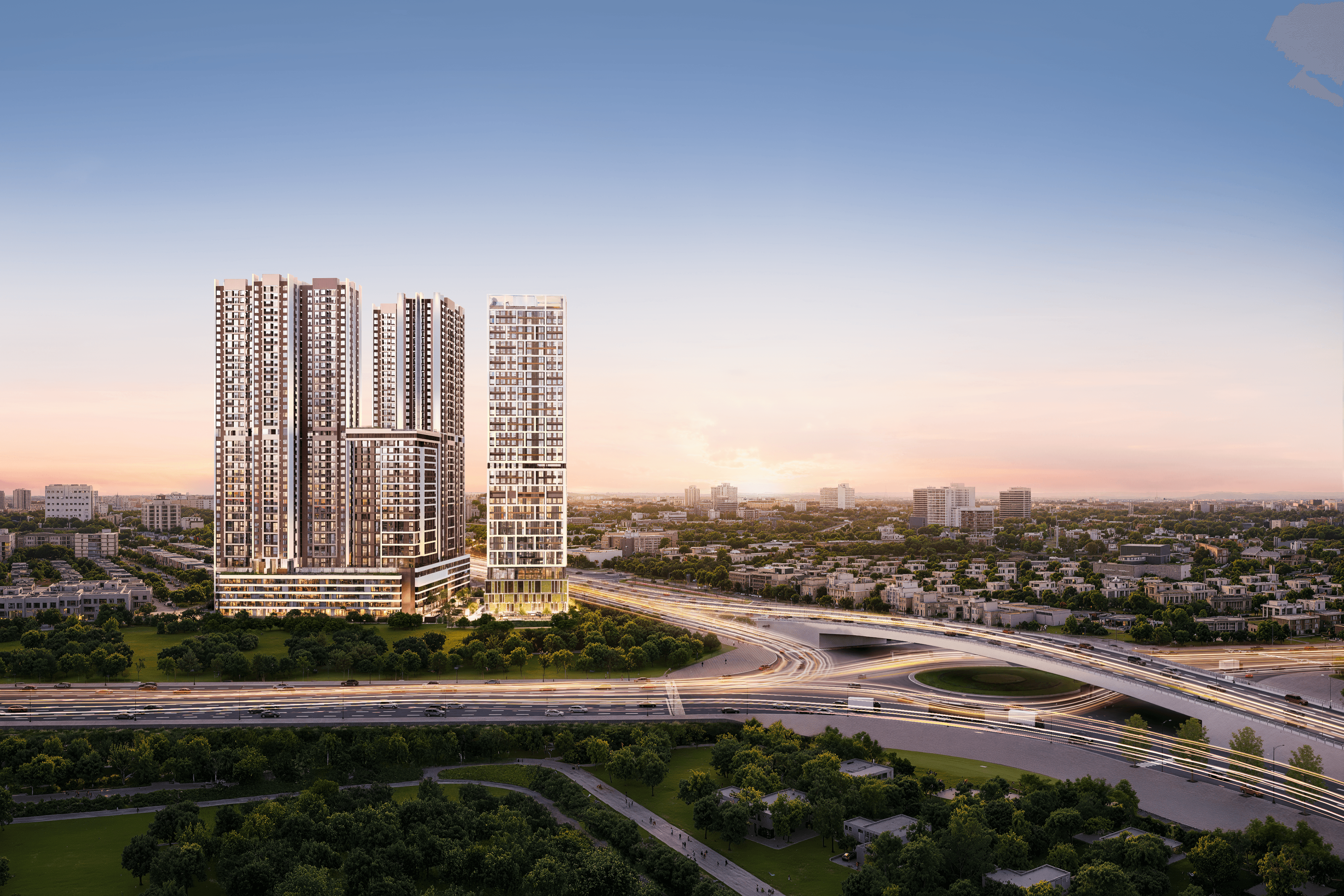 Modern cityscape with high-rise buildings