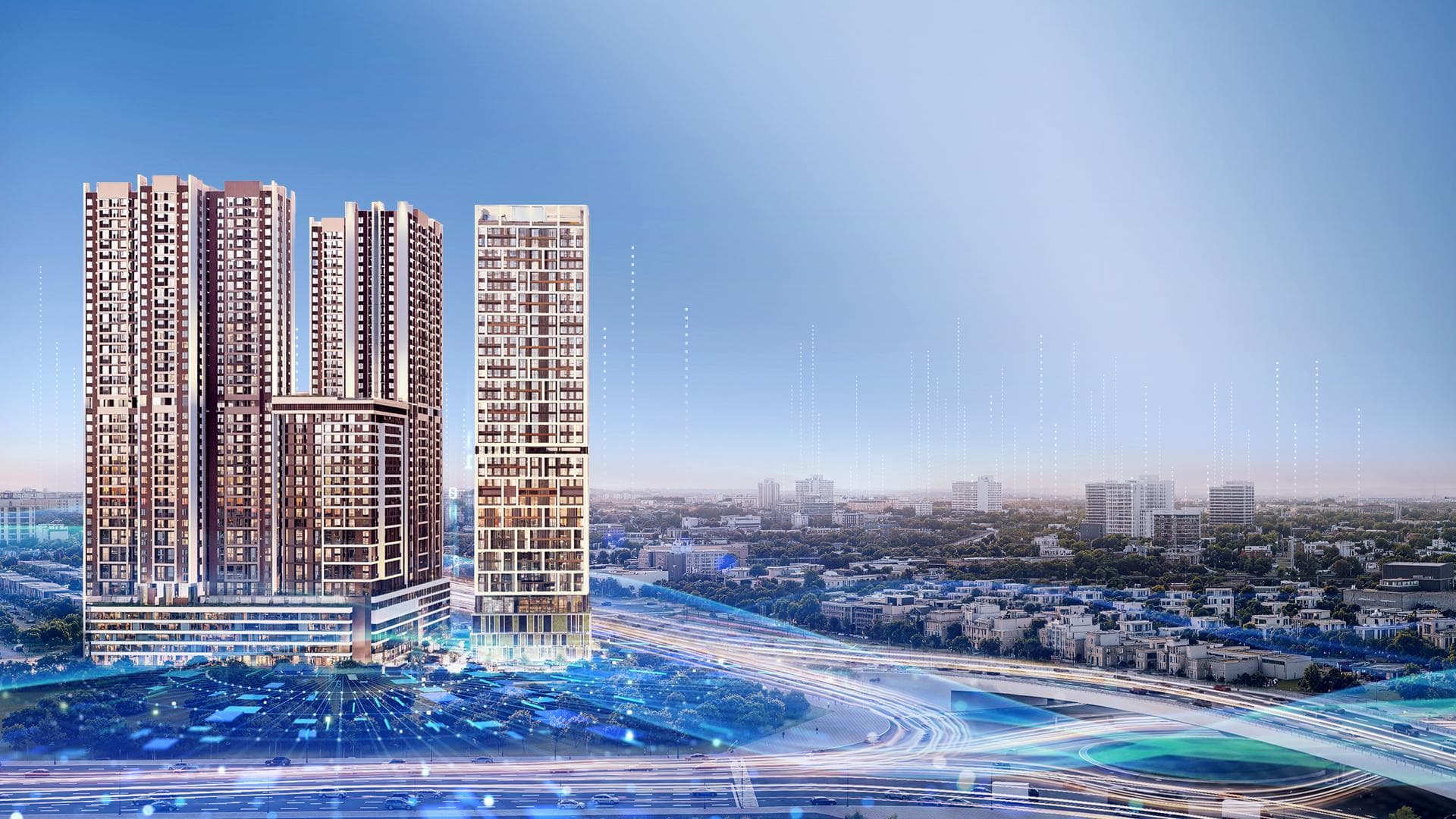 Modern cityscape with high-rise buildings