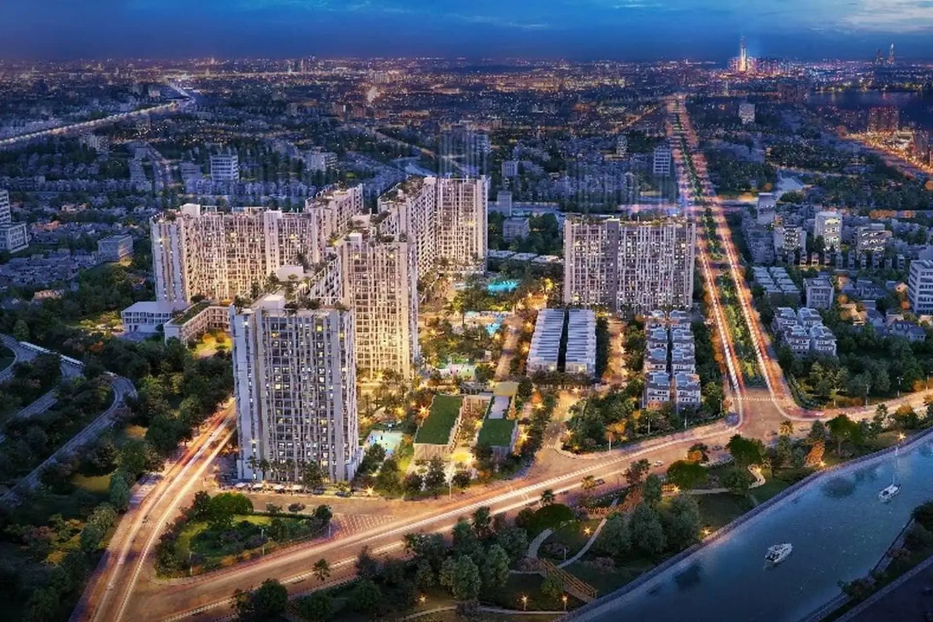 Modern cityscape with high-rise buildings