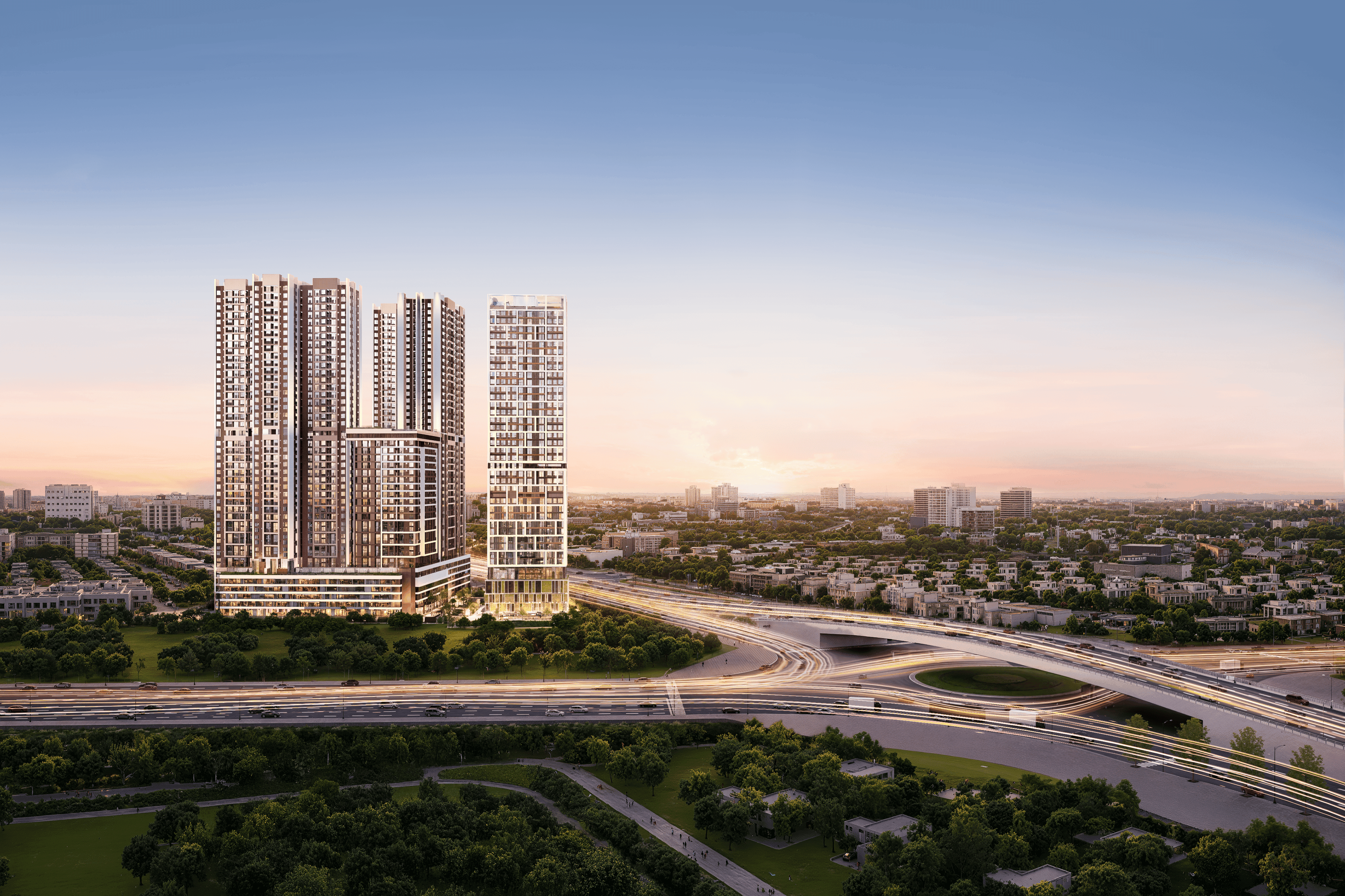 Modern cityscape with high-rise buildings